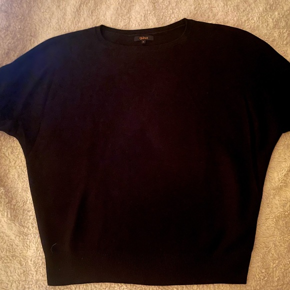 QUINCE NWOT Cotton Cashmere Link Stitch Dolman Sweater Black Size Small Gorgeous - Picture 7 of 12